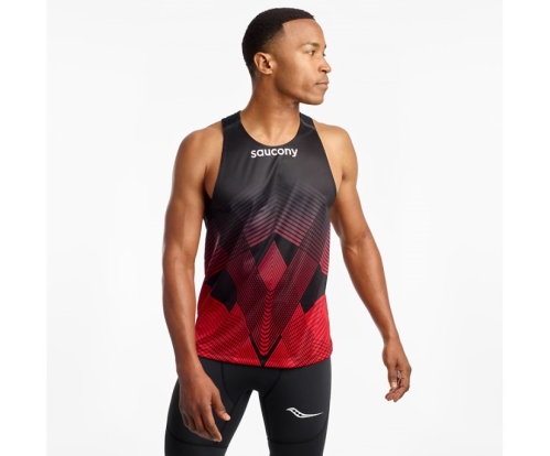 Tenis Saucony Saucony Elite Singlet Hombre Tops Ropa Negras / Rojas México MX-021-BS